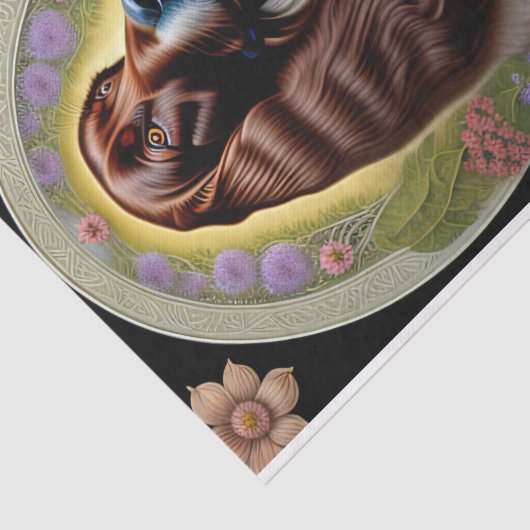 Dog Red White Setter Blumenwerk Seidenpapier (Ausschnitt)