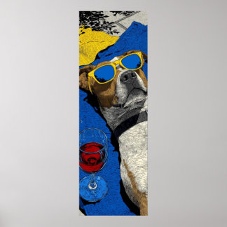 Dog Relaxing in Sunglasses Poster