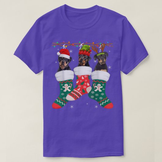 Dog Rottweiler Weihnachtssocken Funny Xmas Pajama T-Shirt (Design vorne)