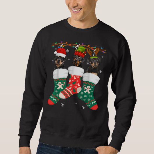 Dog Rottweiler Weihnachtssocken Xmas Pajama Pu Sweatshirt (Vorderseite)