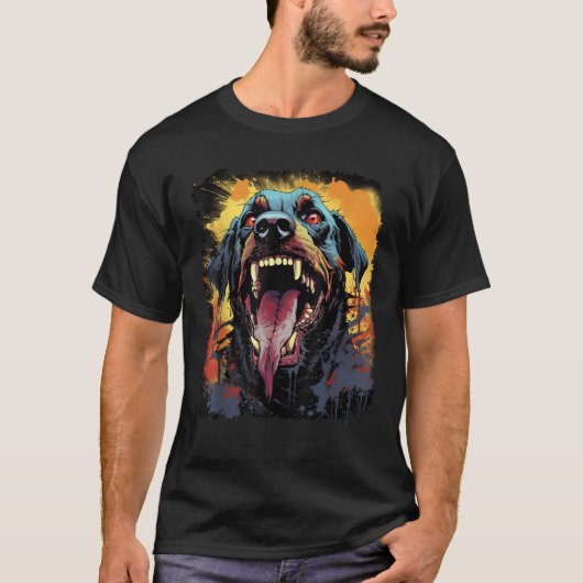 Dog Rottweiler Zombie Beängstigend Halloween T Shi T-Shirt (Vorderseite)