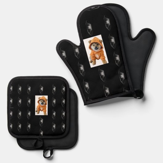 DOG / Runestone Oven Mitts & Pot Holder Ofenhandschuh & Topflappen-Set (Vorderseite/Rückseite)