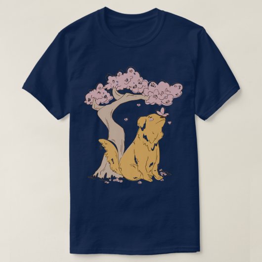 Dog Sakura Cherry Blossom Flower Kawaii Japanese A T-Shirt (Design vorne)