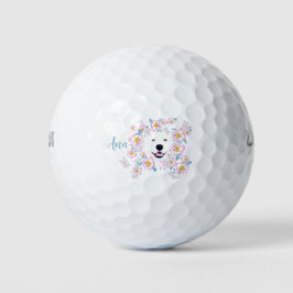 Dog Samoyed und Rosa Blume angepasst Golfball