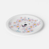 Dog Samoyed und rosa Blume, kundenspezifischer Nam Pappteller (Schrägansicht)