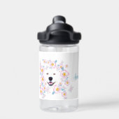Dog Samoyed und rosa Blume, kundenspezifischer Nam Trinkflasche (Rückseite)
