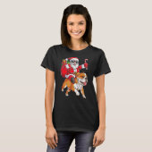 Dog Santa Claus Riding Französisch Bulldog Weihnac T-Shirt (Vorne ganz)