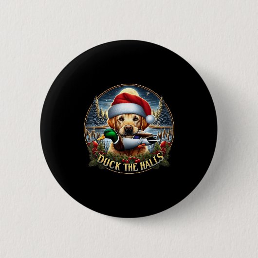 Dog Santa Duck Hunting Christmas Funny Adventure A Button (Vorderseite)