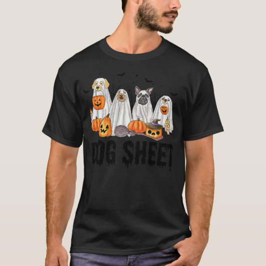 Dog Sheet Halloween Spooky Season Cute Dog Ghost W T-Shirt (Vorderseite)