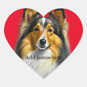 Dog, Sheltie Portrait Template Herz-Aufkleber
