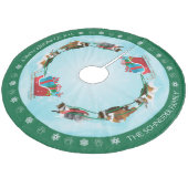 Dog Shelties Pulling Christmas Sleigh Fleece Weihnachtsbaumdecke (Schrägansicht)