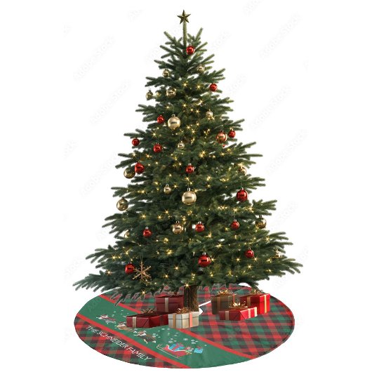 Dog Shelties Pulling Christmas Sleigh Kariert Fleece Weihnachtsbaumdecke