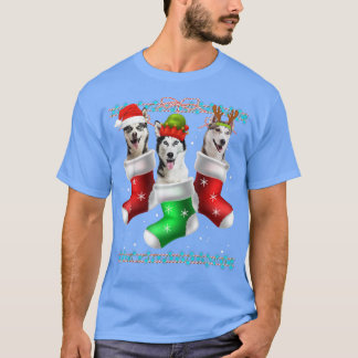 Dog Siberian Husky Weihnachtssocken Funny Xmas Paj T-Shirt