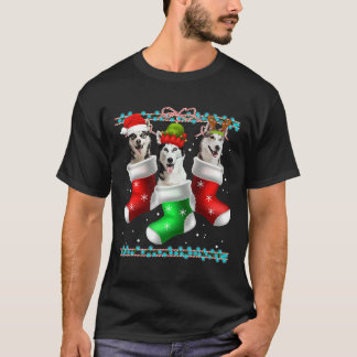 Dog Siberian Husky Weihnachtssocken T-Shirt