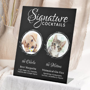 Dog Signature Drinks Black 2 Foto Haustier Hochzei Sockelschild