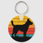 Dog Silhouette at Sunset Schlüsselanhänger (Vorderseite)