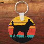 Dog Silhouette at Sunset Schlüsselanhänger (Vorderseite)