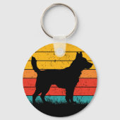 Dog Silhouette at Sunset Schlüsselanhänger (Rückseite)