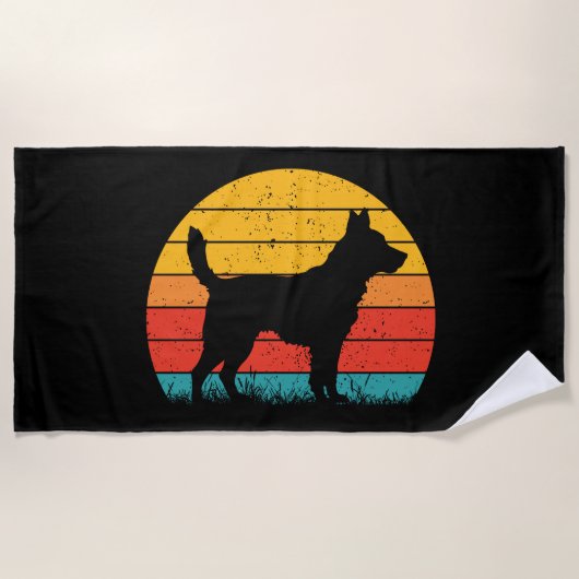 Dog Silhouette at Sunset Strandtuch (Vorderseite)