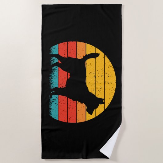 Dog Silhouette at Sunset Strandtuch (Vorderseite)