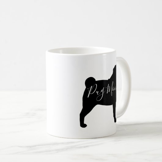 Dog-Silhouetten für Black Mops Mops Mama Kaffeetasse (VorderseiteRechts)