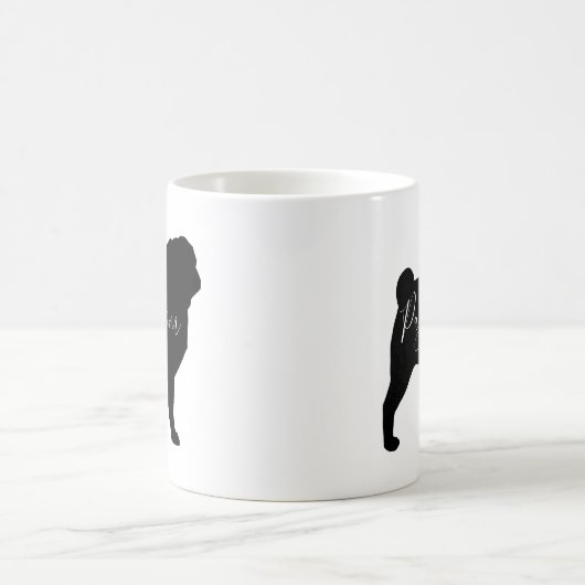 Dog-Silhouetten für Black Mops Mops Mama Kaffeetasse (Mittel)
