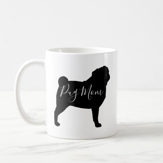 Dog-Silhouetten für Black Mops Mops Mama Kaffeetasse (Links)