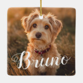 Dog Simple Name Christmas Script Ornament (Rückseite)
