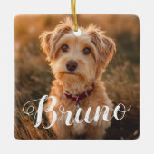 Dog Simple Name Christmas Script Ornament (Vorderseite)