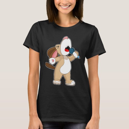 Dog Singer Microphone Singing T-Shirt (Vorderseite)