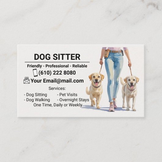 Dog Sitter Dog Walker Business Card Dog Sitting Visitenkarte (Vorderseite)