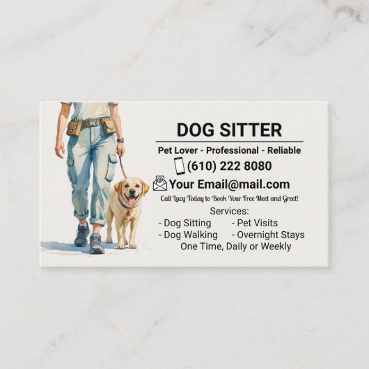 Dog Sitter Dog Walker Dog Walking Visitenkarte (Vorderseite)