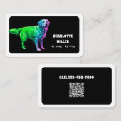 Dog Sitter Dog Walker Neon QR Visitenkarte (Vorne/Hinten)