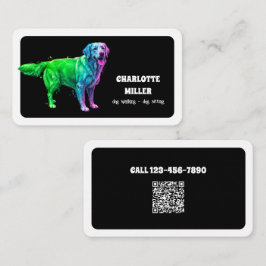 Dog Sitter Dog Walker Neon QR Visitenkarte