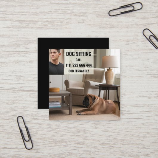 Dog Sitter Service Quadratische Visitenkarte (Vorderseite/Rückseite Beispiel)