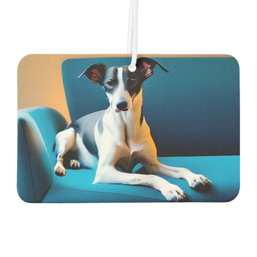 Dog Sitting On A Chair Autolufterfrischer (Rückseite)