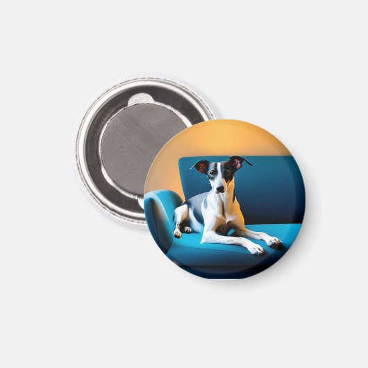 Dog sitting on a chair magnet (Vorderseite/Rückseite)