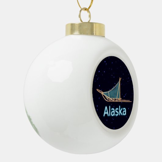 Dog Sled Keramik Kugel-Ornament (Links)