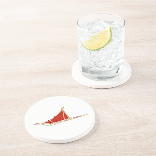 Dog Sled Sandstein Untersetzer (Seite)