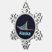 Dog Sled Schneeflocken Zinn-Ornament (Rechts)