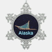 Dog Sled Schneeflocken Zinn-Ornament (Vorderseite)
