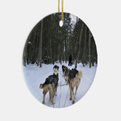 Dog Sledding in Quebec, Kanada Keramik Ornament (Rechts)