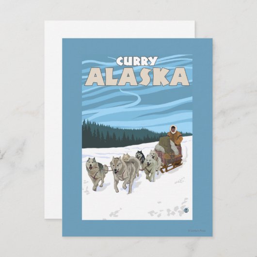 Dog Sledding Scene - Curry, Alaska Postkarte (Vorne/Hinten)