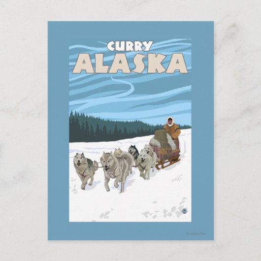 Dog Sledding Scene - Curry, Alaska Postkarte (Vorderseite)