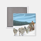 Dog Sledding Scene - Fairbanks, Alaska Magnet (Vorderseite/Rückseite)
