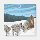 Dog Sledding Scene - Fairbanks, Alaska Magnet (Vorne)