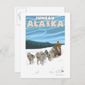 Dog Sledding Scene - Juneau, Alaska Postkarte (Vorne/Hinten)