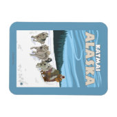 Dog Sledding Scene - Katmai, Alaska Magnet (Horizontal)