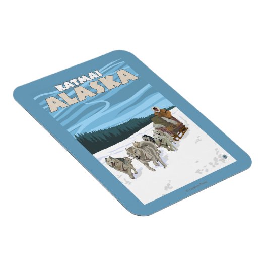 Dog Sledding Scene - Katmai, Alaska Magnet (Rechte Seite)