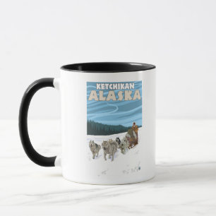 Dog Sledding Scene - Ketchikan, Alaska Tasse